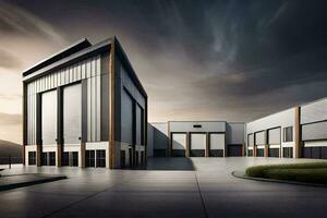 el nuevo industrial edificio a el Puerto de Bergen. generado por ai foto