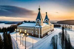 the church of the holy cross in the winter. AI-Generated photo