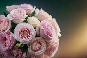 a bouquet of pink roses is shown in this photo. AI-Generated photo