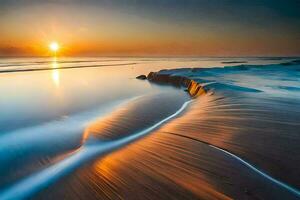 the sun rises over the ocean in this photo. AI-Generated photo