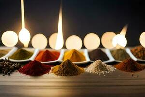 spices in a bowl with candles. AI-Generated photo