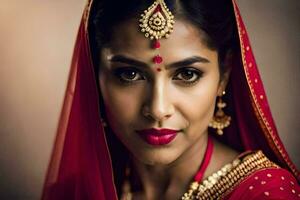 a beautiful indian woman in traditional attire. AI-Generated photo