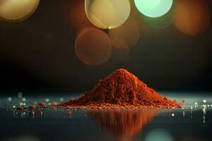 a pile of red powder on a table. AI-Generated photo