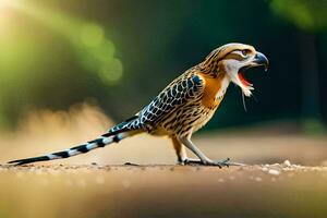 un pájaro con sus boca abierto y sus pico abierto. generado por ai foto