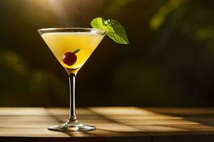 a cocktail with a cherry on top. AI-Generated photo