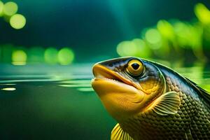 un pescado es nadando en el agua. generado por ai foto