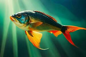 a fish with bright orange fins and a long tail. AI-Generated photo