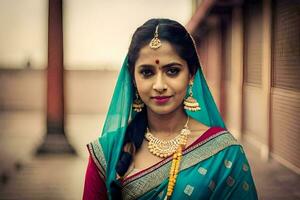 a beautiful indian woman in traditional attire. AI-Generated photo