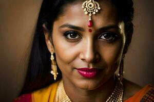 portrait of a beautiful indian woman. AI-Generated photo