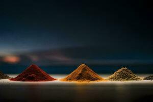 a collection of spices in a row. AI-Generated photo