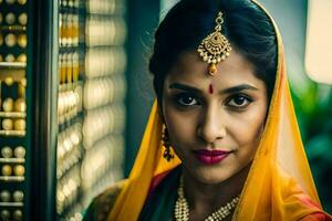 a beautiful indian bride in traditional attire. AI-Generated photo