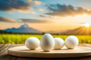 eggs on a plate in the sun. AI-Generated photo