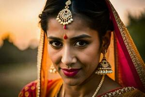 a beautiful indian woman in traditional attire. AI-Generated photo