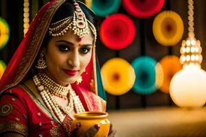 a beautiful indian bride in traditional attire. AI-Generated photo