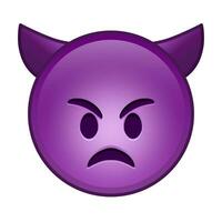 Angry face with horns Large size of yellow emoji smile vector