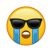 Face crying loudly with sunglasses Large size of yellow emoji smile vector