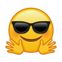 Hugs emoji with sunglasses Large size of yellow emoji smile vector