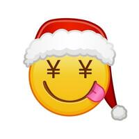 Navidad boca de dinero cara grande Talla de amarillo emoji sonrisa vector