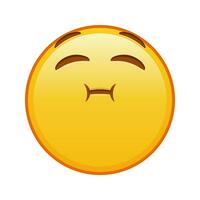 The face is chewing or holding its breath Large size of yellow emoji smile vector