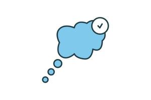 Validation idea icon. Thought bubble with check mark. icon related to direction and purpose. suitable for app, user interfaces, printable etc. Flat line icon style. Simple vector design editable