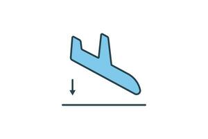 Landing icon. Airplane. icon related to airport. suitable for web site design, app, user interfaces, printable etc. Flat line icon style. Simple vector design editable