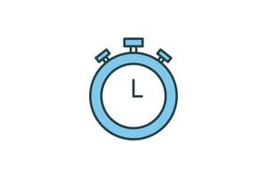 Stopwatch icon. icon related to time management. suitable for web site design, app, user interfaces, printable etc. Flat line icon style. Simple vector design editable