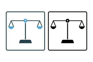 Balance or scales icon. Icon related to option or argument. icon suitable for web site design, app, user interfaces, printable etc. Solid icon style. Simple vector design editable