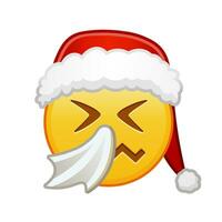 Christmas sneezing face Large size of yellow emoji smile vector