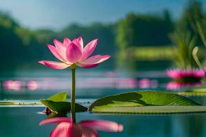 pink lotus flower in the water. AI-Generated photo