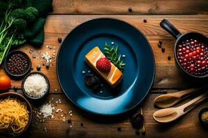 food on a wooden table. AI-Generated photo