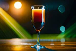 a glass of orange drink on a table. AI-Generated photo
