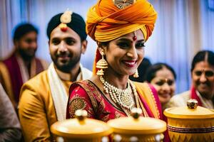 indian wedding in new york city. AI-Generated photo