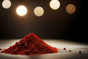 a pile of red powder on a table. AI-Generated photo