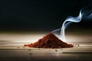 a pile of red powder with smoke coming out of it. AI-Generated photo
