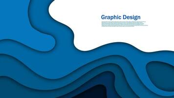 blue ocean paper cut background, multiple curve overlap graphic backdrop vector