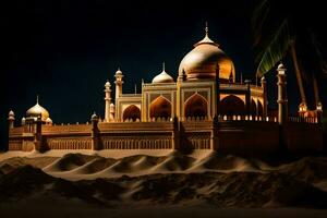 un taj mahal en el Desierto a noche. generado por ai foto