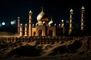 a model of a taj mahal at night. AI-Generated photo