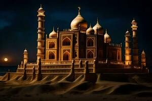 the taj mahal is a beautiful building in the desert. AI-Generated photo