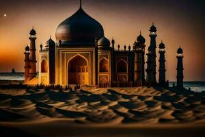el taj mahal es un hermosa mezquita en India. generado por ai foto