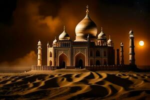 the taj mahal is a beautiful building in the desert. AI-Generated photo