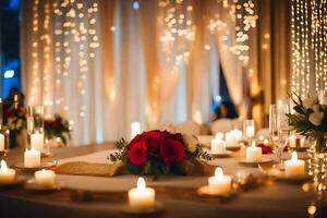 wedding reception table settings. AI-Generated photo