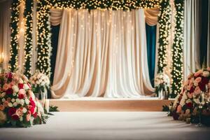 un Boda ceremonia con flores y velas generado por ai foto