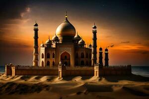 the taj mahal, india, sunset, sunset over the ocean, sunset over the. AI-Generated photo