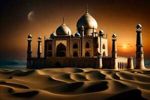 the taj mahal is a beautiful building in the desert. AI-Generated photo