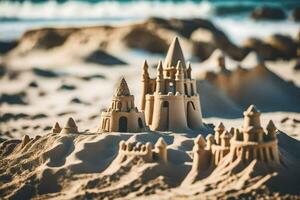sand castles on the beach. AI-Generated photo