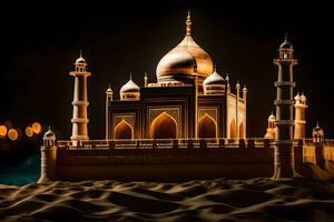 a model of the taj mahal at night. AI-Generated photo