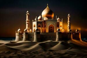 a taj mahal in the desert. AI-Generated photo