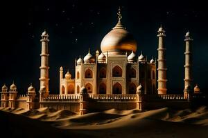 the taj mahal is a beautiful building in the desert. AI-Generated photo