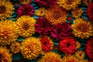 colorful flowers arranged in a flower arrangement. AI-Generated photo