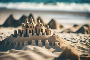 sand castle on the beach. AI-Generated photo